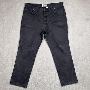 Schaefer Jeans Mens 38x30 Black Denim Made In USA Western Ranchwear Distressed